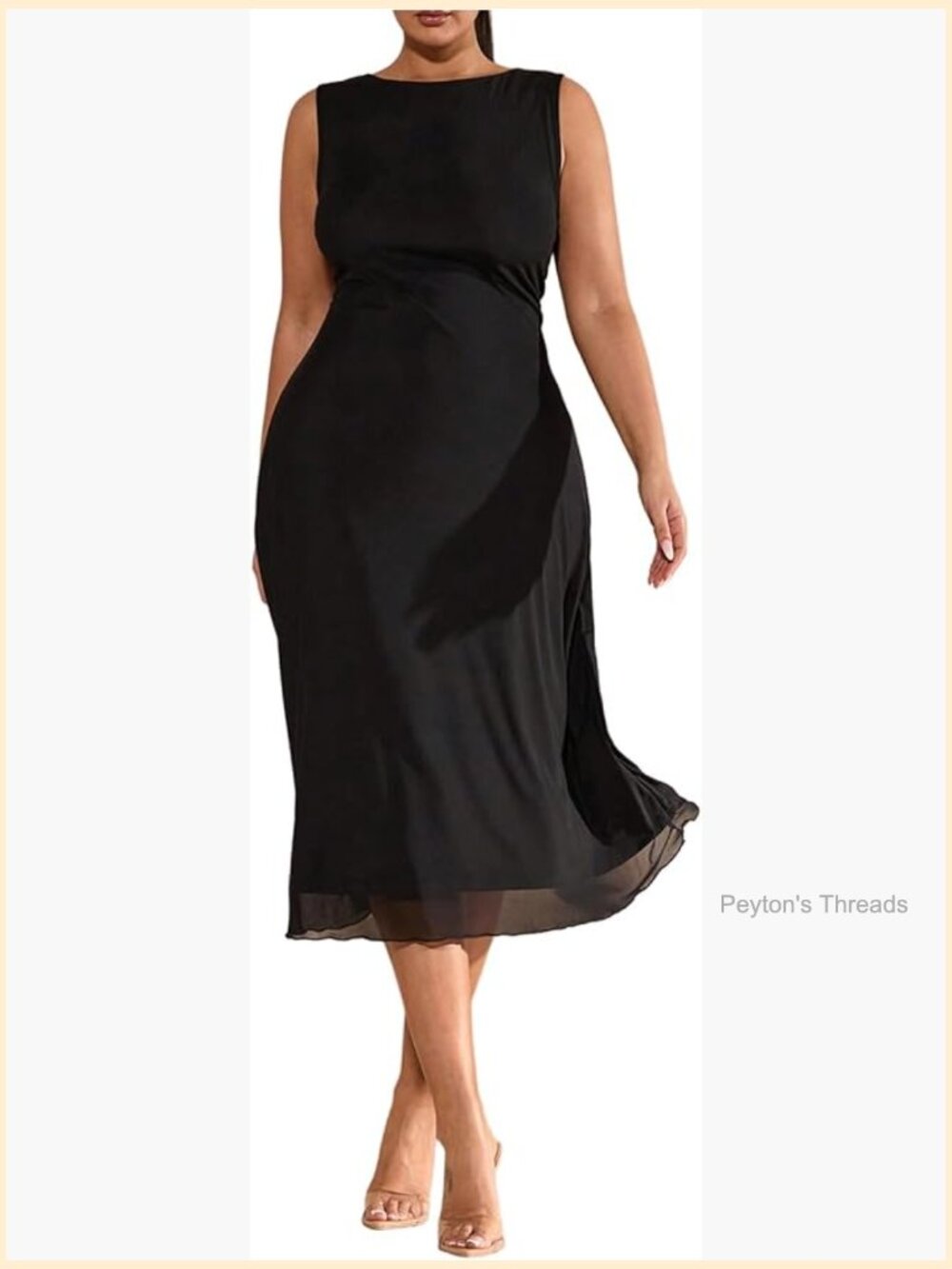 Sleeveless Midi Tank Dress A-Line Flowy Crew Neck